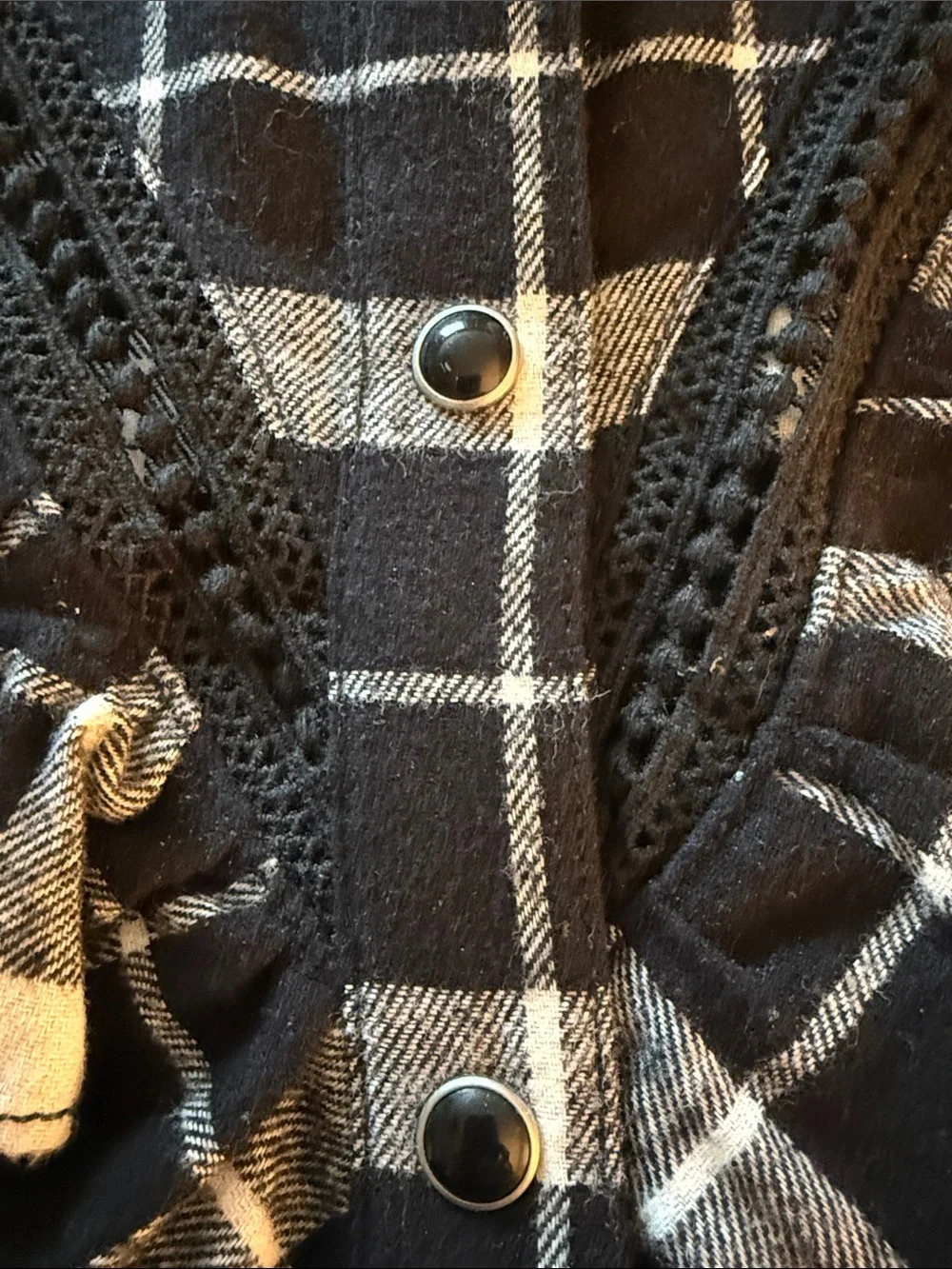 Kate Spade Live Colorfully Black Plaid Long Sleeve Button Up Shirt